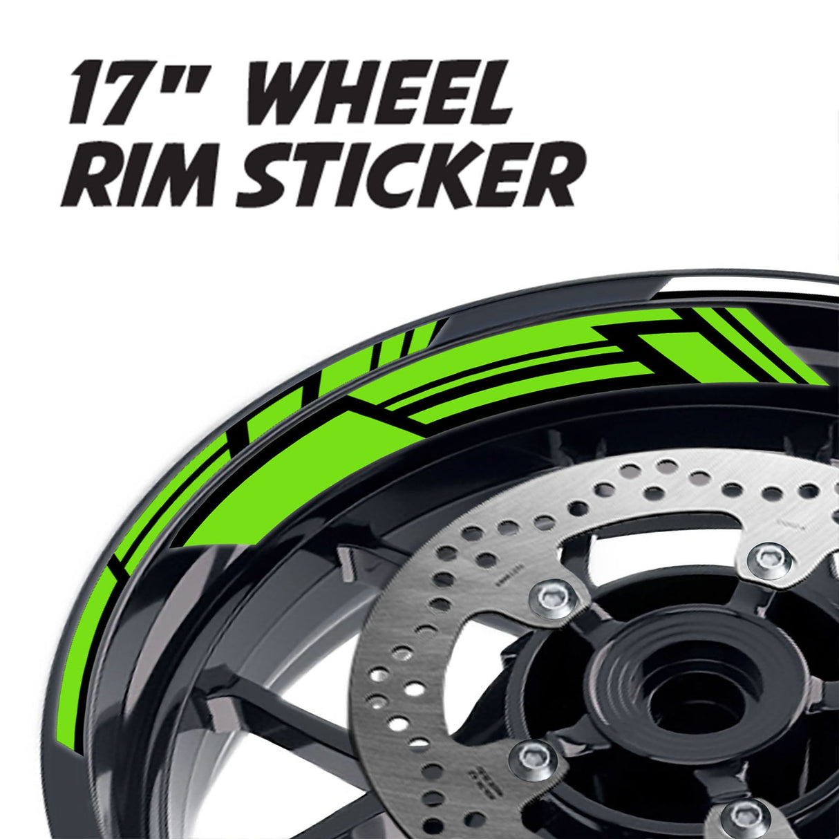 StickerBao Green 17 inch GP19 Platinum Inner Edge Rim Sticker Universal Motorcycle Rim Wheel Decal Racing For Honda