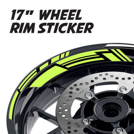 StickerBao Light Green 17 inch GP19 Platinum Inner Edge Rim Sticker Universal Motorcycle Rim Wheel Decal Racing For Kawasaki