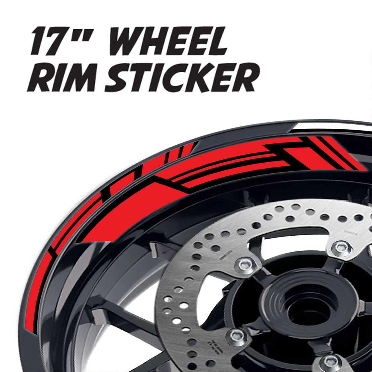 StickerBao Red 17 inch GP19 Platinum Inner Edge Rim Sticker Universal Motorcycle Rim Wheel Decal Racing For Honda