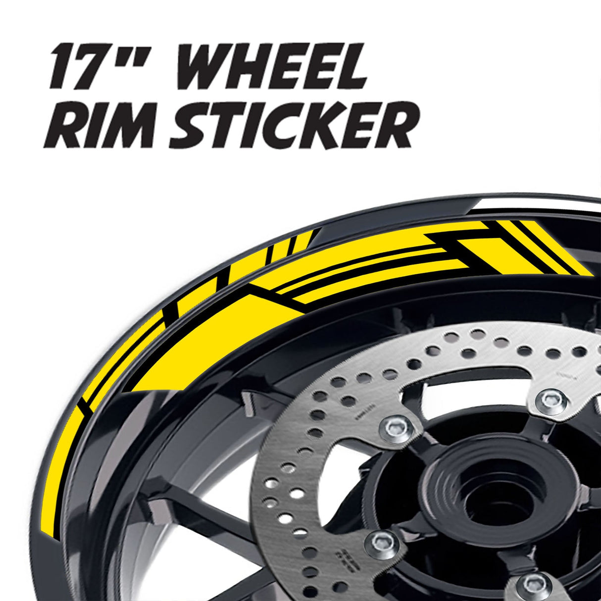 StickerBao Yellow 17 inch GP19 Platinum Inner Edge Rim Sticker Universal Motorcycle Rim Wheel Decal Racing For Yamaha