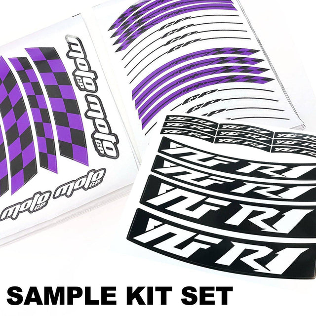 For Kawasaki ER-6N Logo MOTO 17 inch Rim Wheel Stickers GP01 Racing Check.
