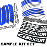 For Kawasaki Z1000 Logo MOTO 17 inch Rim Wheel Stickers GP02 Stripes.