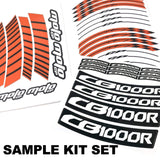 For Kawasaki ZX10R Ninja Logo MOTO 17 inch Rim Wheel Stickers GP02 Stripes.