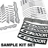 For Kawasaki Ninja H2 H2R Logo MOTO 17 inch Rim Wheel Stickers GP02 Stripes.