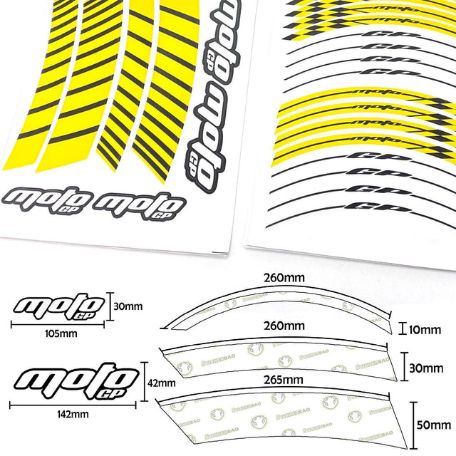 StickerBao Yellow 17 inch GP02 Platinum Inner Edge Rim Sticker Universal Motorcycle Rim Wheel Decal Stripes For Honda