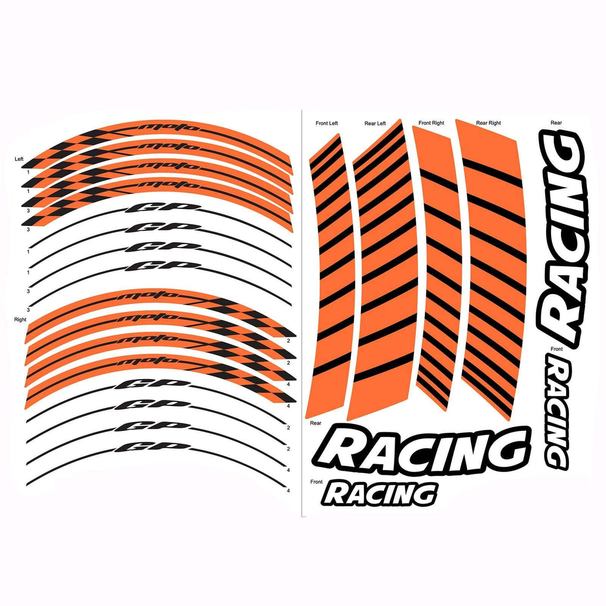 StickerBao Orange 17 inch GP04 Platinum Inner Edge Rim Sticker Universal Motorcycle Rim Wheel Decal Racing For Honda
