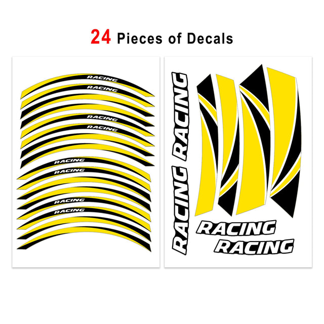 StickerBao Yellow 17 inch GP08 Platinum Inner Edge Rim Sticker Universal Motorcycle Rim Wheel Decal Racing For Yamaha