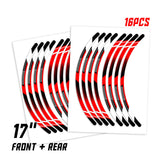 StickerBao Red Universal 17 inch Motorcycle A01B Arrow Standard Edge Rim Sticker Check Rim Wheel Decal For For Aprilia