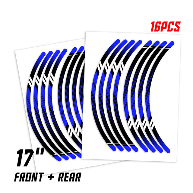 StickerBao Blue Universal 17 inch Motorcycle D01B DOT Standard Edge Rim Sticker Check Rim Wheel Decal For For Aprilia