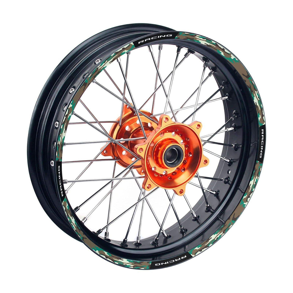 21 inch 18 inchRim Wheel Stickers F05B Green Camo Dirt Bike Rim Edge Stripes | For VICTORY Jackpot Vegas 8-Ball.