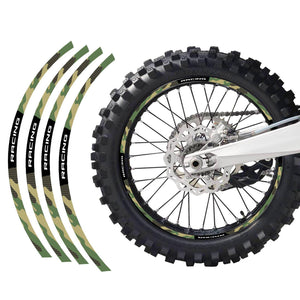 21/18'' Rim Wheel Stickers F06B Green Camo 6 Dirt Bike Rim Edge Stripes | For TM Racing 450EN 530EN.