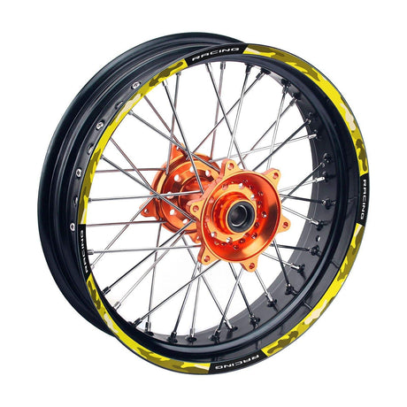 21 inch 18 inchRim Wheel Stickers F07B Yellow Camo Dirt Bike Rim Edge Stripes | For TM Racing 125EN 250EN 300EN.
