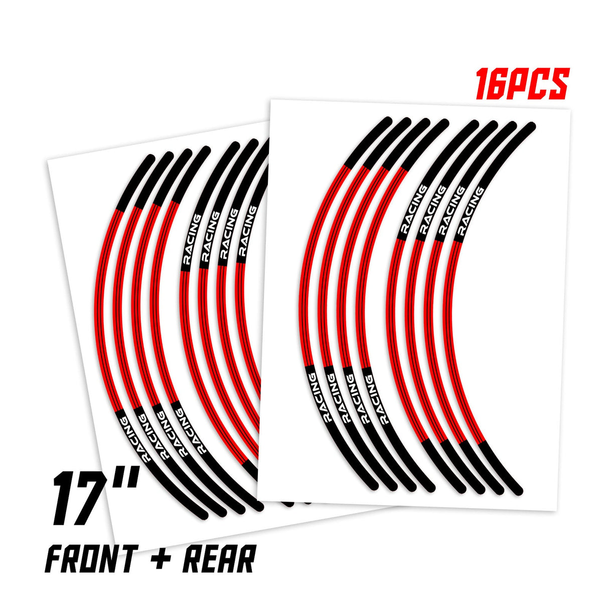 StickerBao Red 17 inch L01B Line Standard Edge Rim Sticker Universal Motorcycle Wheel Stripe Decal For Honda