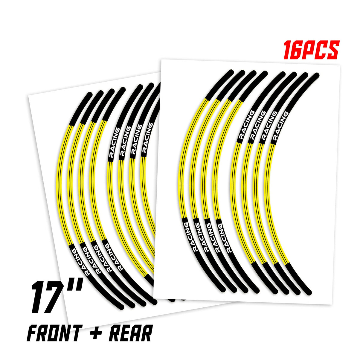 StickerBao Yellow 17 inch L01B Line Standard Edge Rim Sticker Universal Motorcycle Wheel Stripe Decal For Honda