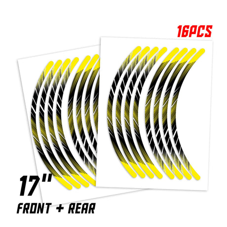 StickerBao Yellow 17 inch L02B Line Standard Edge Rim Sticker Universal Motorcycle Wheel Stripe Decal For Kawasaki