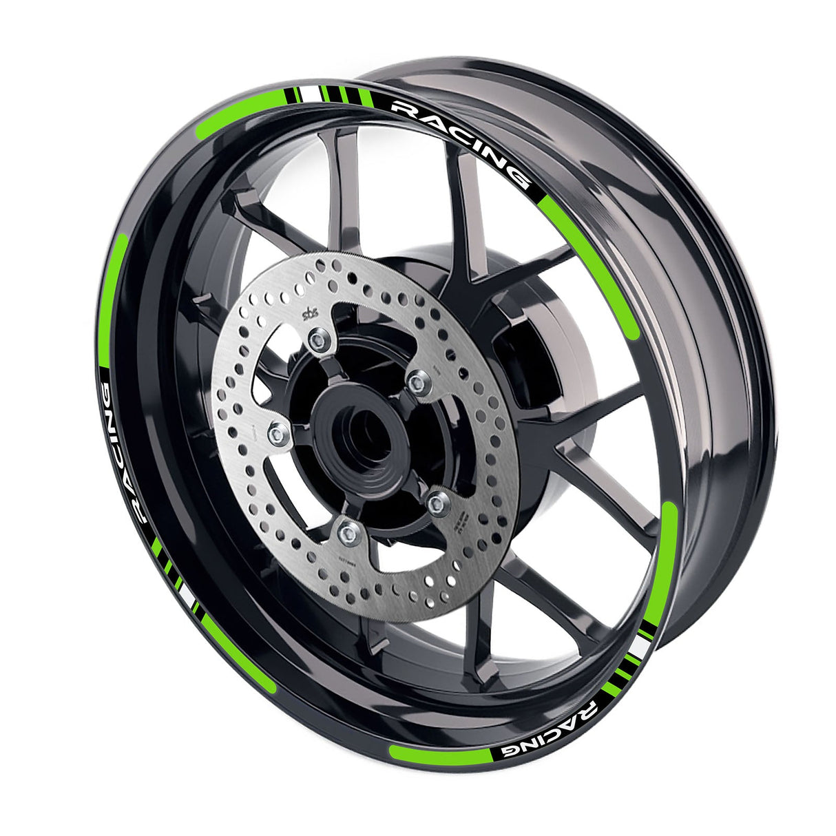 StickerBao Green 17 inch P01B Stripe Standard Edge Rim Sticker Universal Motorcycle Wheel Stripe Decal For Kawasaki