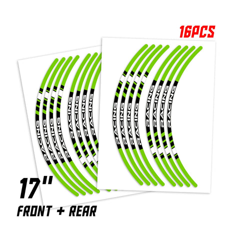 StickerBao Green Universal 17 inch Motorcycle P01B Stripe Standard Edge Rim Sticker Check Rim Wheel Decal  For Aprilia