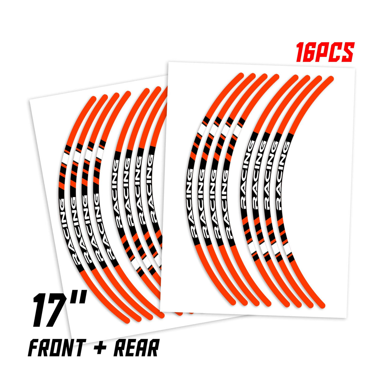 StickerBao Orange Universal 17 inch Motorcycle P01B Stripe Standard Edge Rim Sticker Check Rim Wheel Decal For For Suzuki
