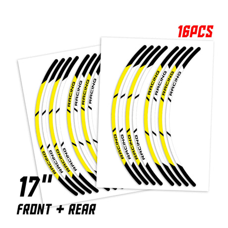 StickerBao Yellow 17 inch P04B Stripe Standard Edge Rim Sticker Universal Motorcycle Wheel Stripe Decal For Kawasaki