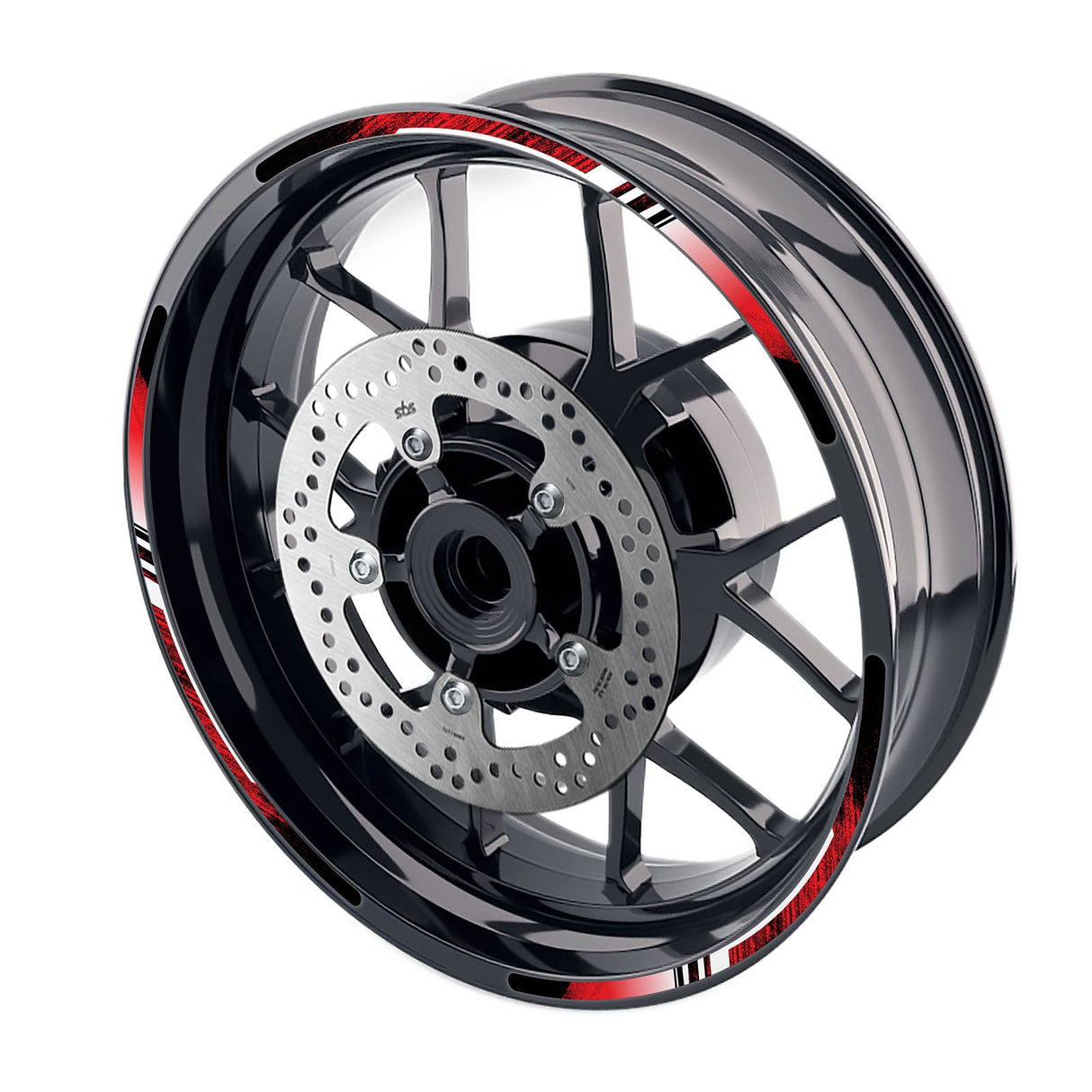StickerBao Red Universal 17 inch Motorcycle P05B Stripe Standard Edge Rim Sticker Check Rim Wheel Decal  For Ducati