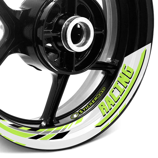 StickerBao Light Green Universal 17 inch Motorcycle J03W Advanced 2-Piece Rim Sticker Rim Wheel Decal  For Aprilia