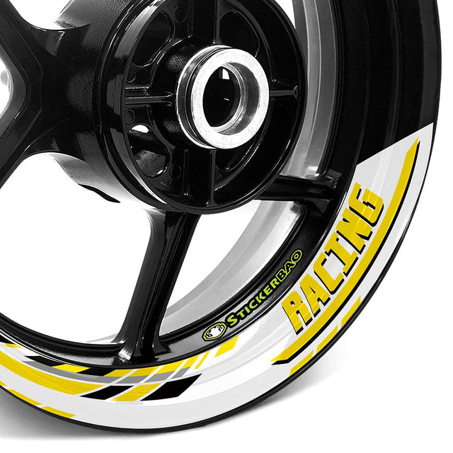 StickerBao Yellow Universal 17 inch Motorcycle J03W Advanced 2-Piece Rim Sticker Rim Wheel Decal  For Aprilia