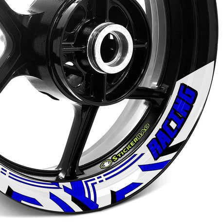StickerBao Blue J04W Advanced 2-Piece Rim Sticker Universal Motorcycle 17 inch Rim Wheel Decal For Yamaha