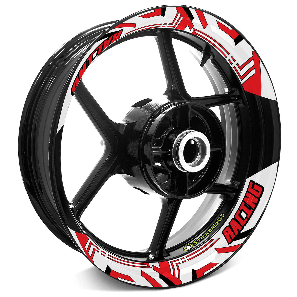 StickerBao Red Universal 17 inch Motorcycle J04W Advanced 2-Piece Rim Sticker Rim Wheel Decal  For Aprilia