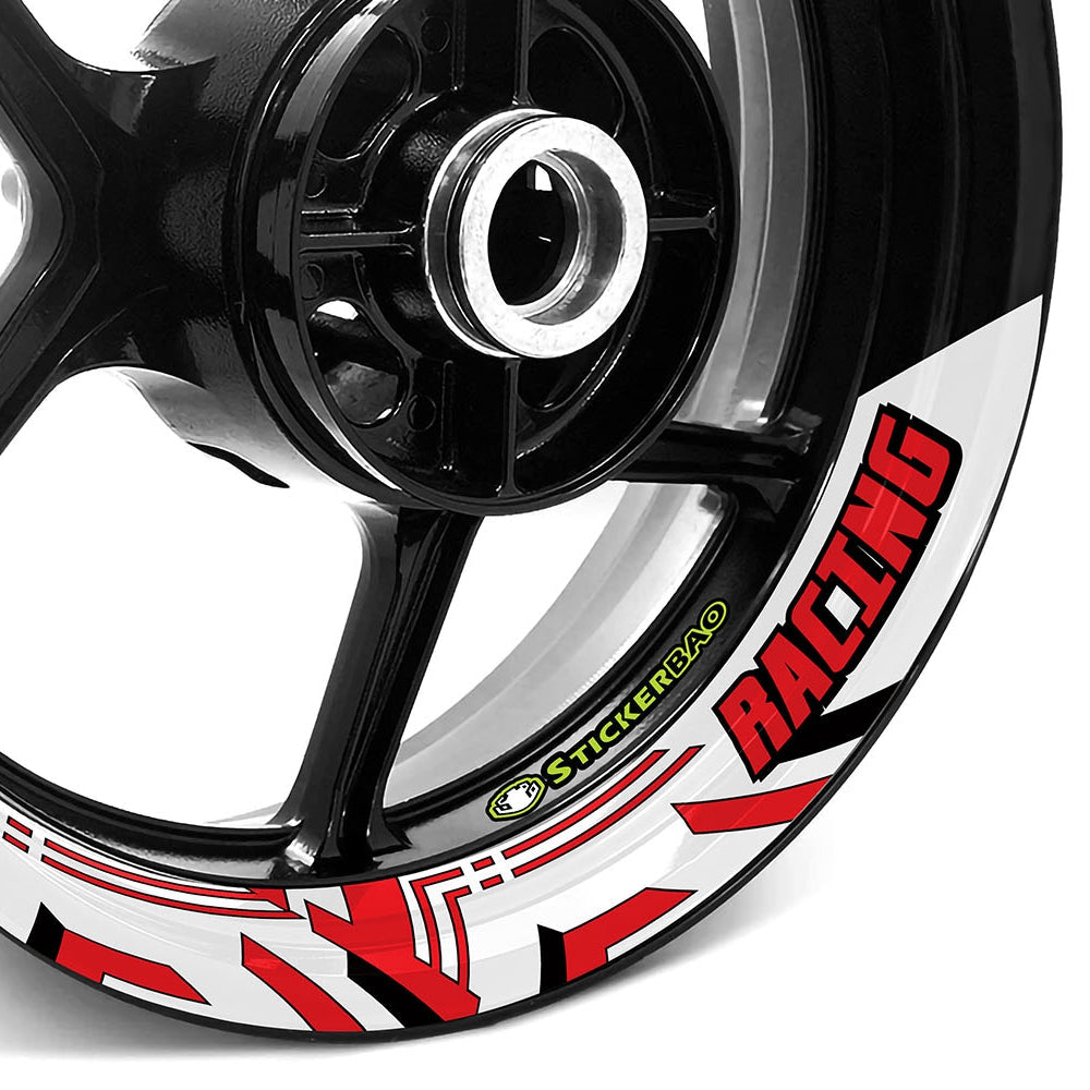 StickerBao Red J04W Advanced 2-Piece Rim Sticker Universal Motorcycle 17 inch Rim Wheel Decal For Kawasaki