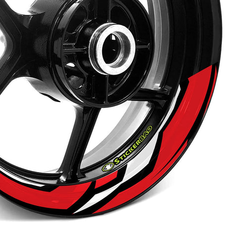 StickerBao Red 17 inch J06W Advanced 2-Piece Rim Sticker Universal Motorcycle Rim Wheel Decal For Honda