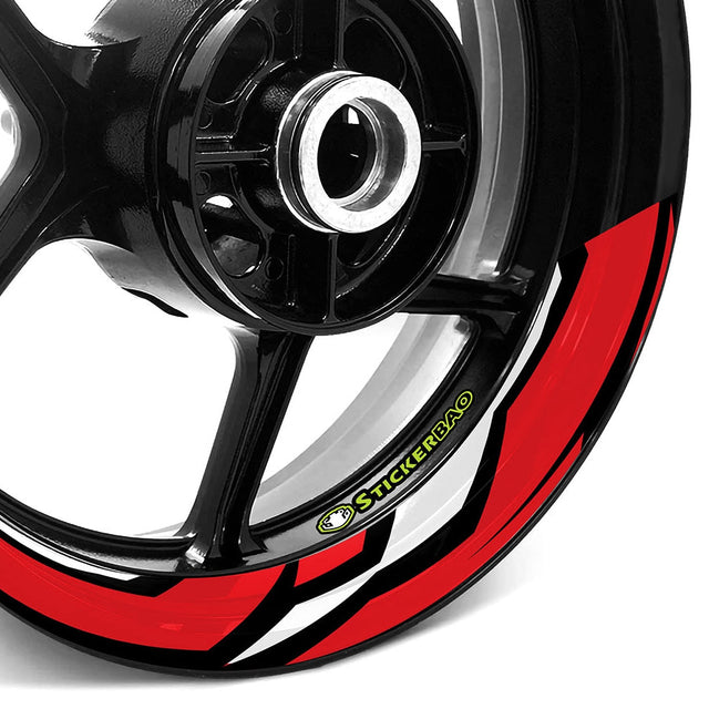 StickerBao Red J06W Advanced 2-Piece Rim Sticker Universal Motorcycle 17 inch Inner Edge Wheel Decal For Aprilia