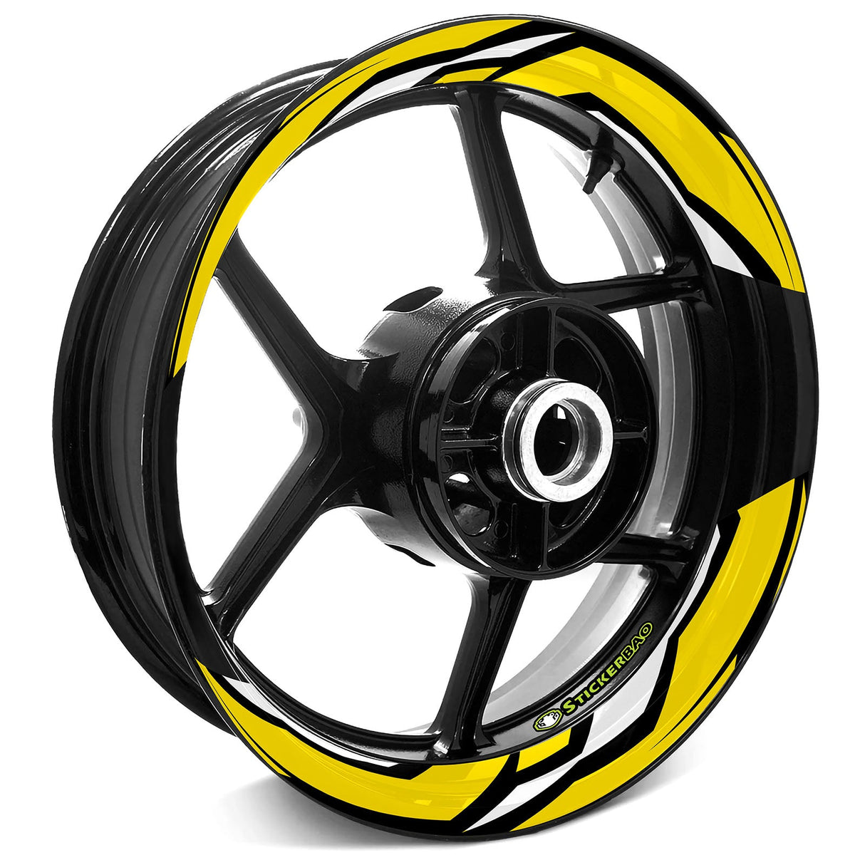 StickerBao Yellow J06W Advanced 2-Piece Rim Sticker Universal Motorcycle 17 inch Rim Wheel Decal For Honda