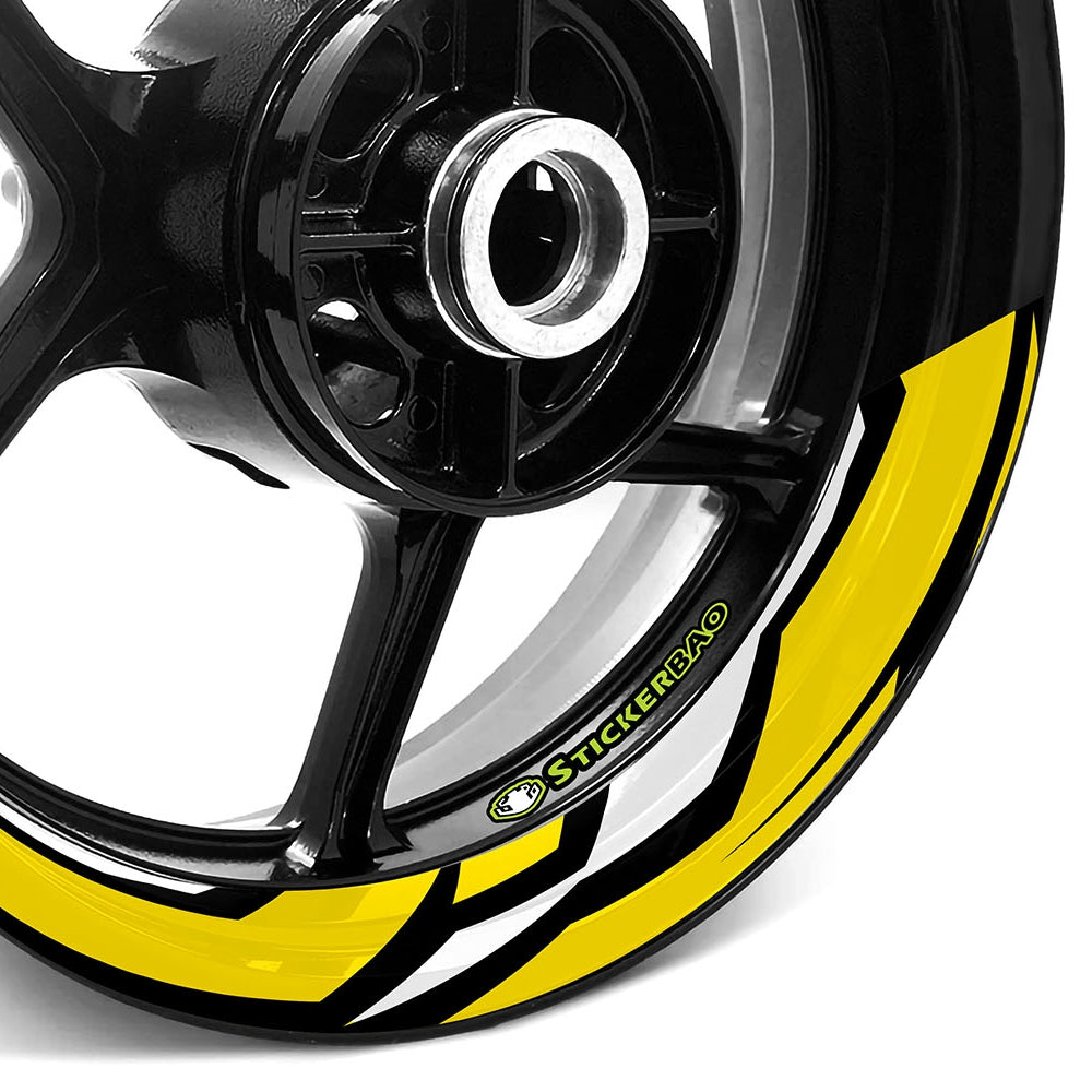 StickerBao Yellow 17 inch J06W Advanced 2-Piece Rim Sticker Universal Motorcycle Rim Wheel Decal For Kawasaki