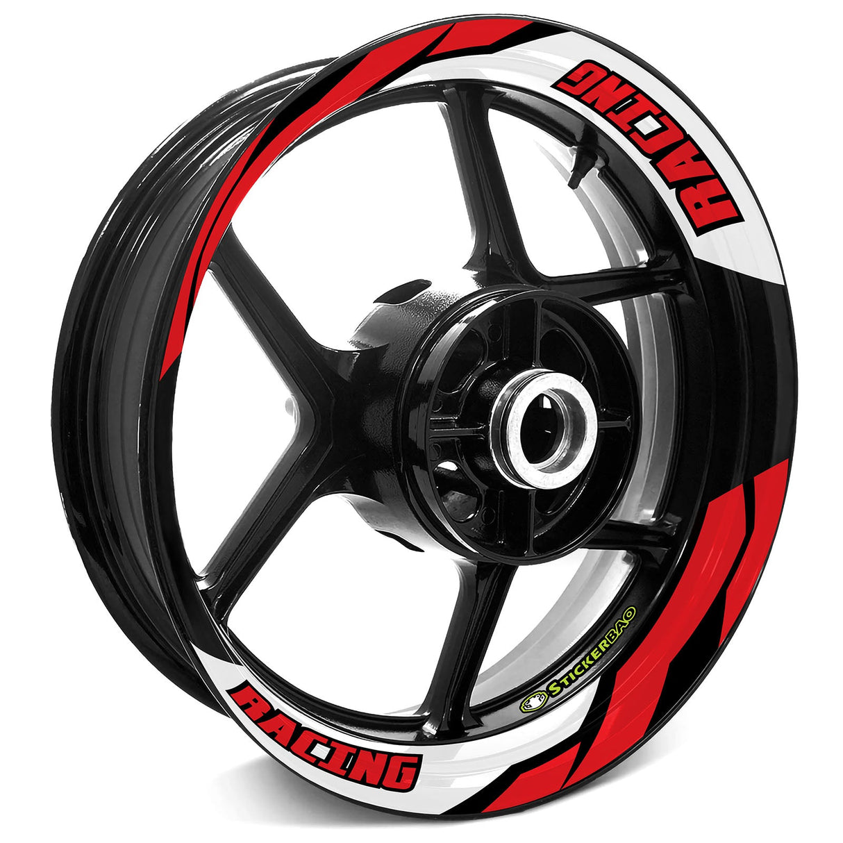 StickerBao Red 17 inch J07W Advanced 2-Piece Rim Sticker Universal Motorcycle Rim Wheel Decal For Kawasaki