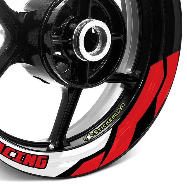 StickerBao Red J07W Advanced 2-Piece Rim Sticker Universal Motorcycle 17 inch Rim Wheel Decal For Triumph