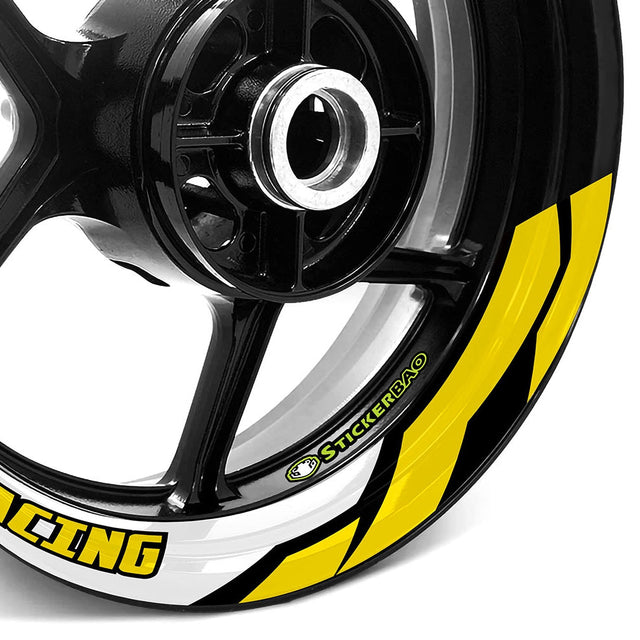 StickerBao Yellow J07W Advanced 2-Piece Rim Sticker Universal Motorcycle 17 inch Rim Wheel Decal For Triumph