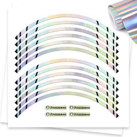 17 inch Rim Chrome Holographic Wheel Stickers J02 Rim Skin Decal Strip | For Aprilia Mana 850 RSV4 Tuono V4 1100.