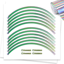 Load image into Gallery viewer, Kawasaki ninja 17&#39;&#39; Rim Chrome Holographic Wheel Stickers J12 Rim Skin Decal Strip | For Kawasaki ZX10R ZX14R ZX6R ZX6RR Ninja.
