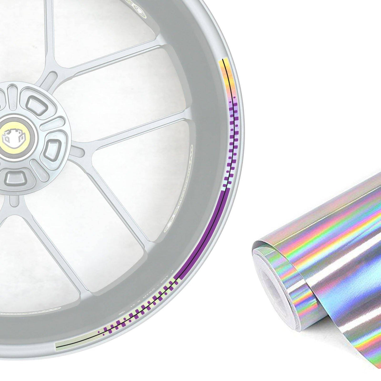 17 inch Rim Silver Holographic Wheel Stickers J13 Rim Skin Decal Strip | For MV Agusta Brutale 675 800 1000 F4.
