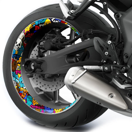 Graffiti Characters T11 Wheel Sticker Whole Rim | For Yamaha MT09 MT10 MT07 MT01.