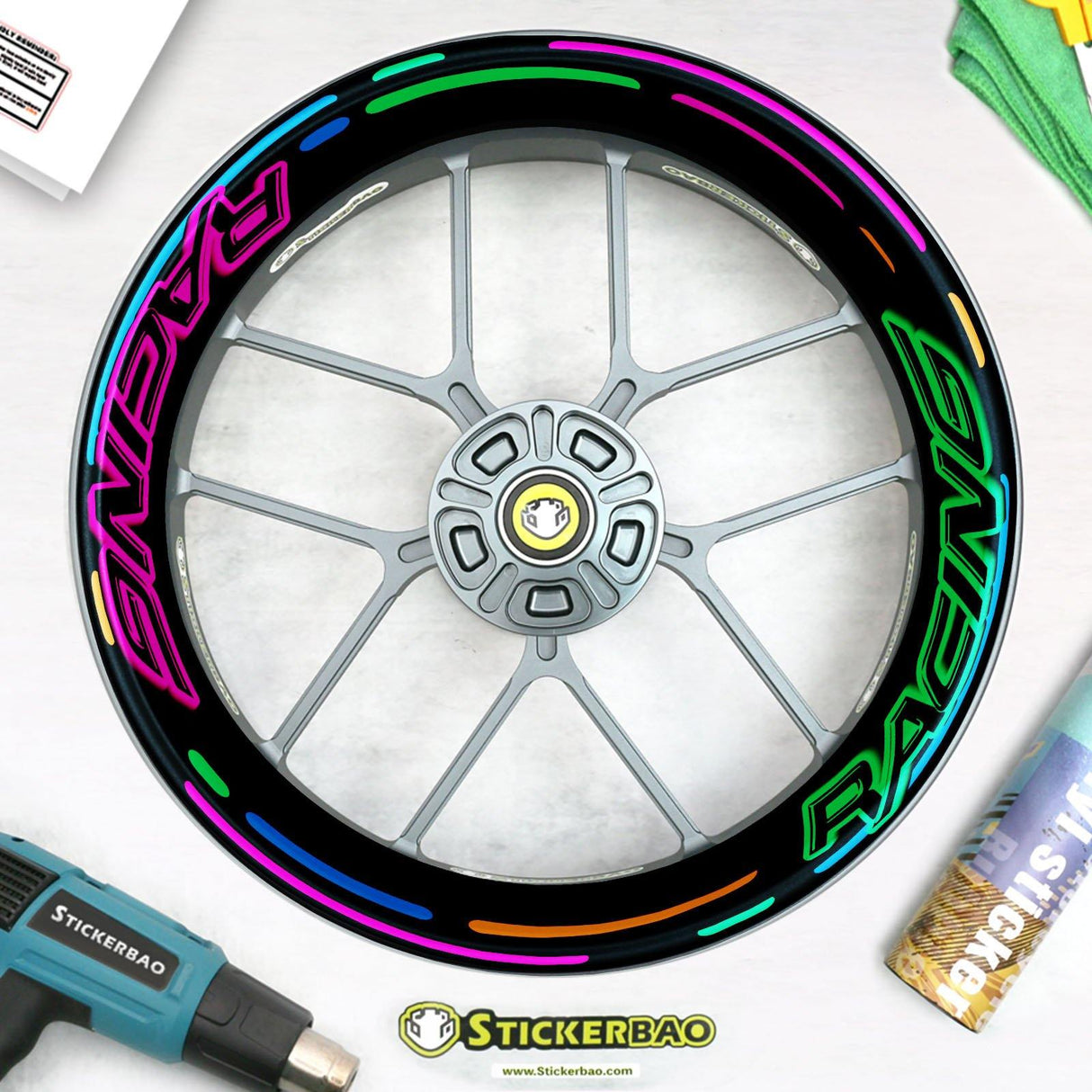 Neon Racing T17 Rim Decal Wheel Stickers Whole Rim | For Suzuki GSX-R 600 750 1000.