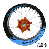 17 inch SUPERMOTO Rim Wheel Stickers AD01B 3 Stripes Colored Whole Rim Decal | For Suzuki DR-Z 400SM RMZ450.