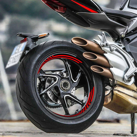 17 inch Rim Wheel Stickers C01B Check Grid Black Inner Rim Decal | For MV Agusta Brutale 1000RR 800 F4.