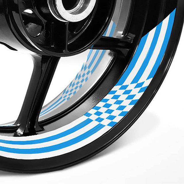 17 inch Rim Wheel Stickers C01W Check Grid White Inner Rim Decal | For Kawasaki Ninja 1000 SX 400 650 H2 R.